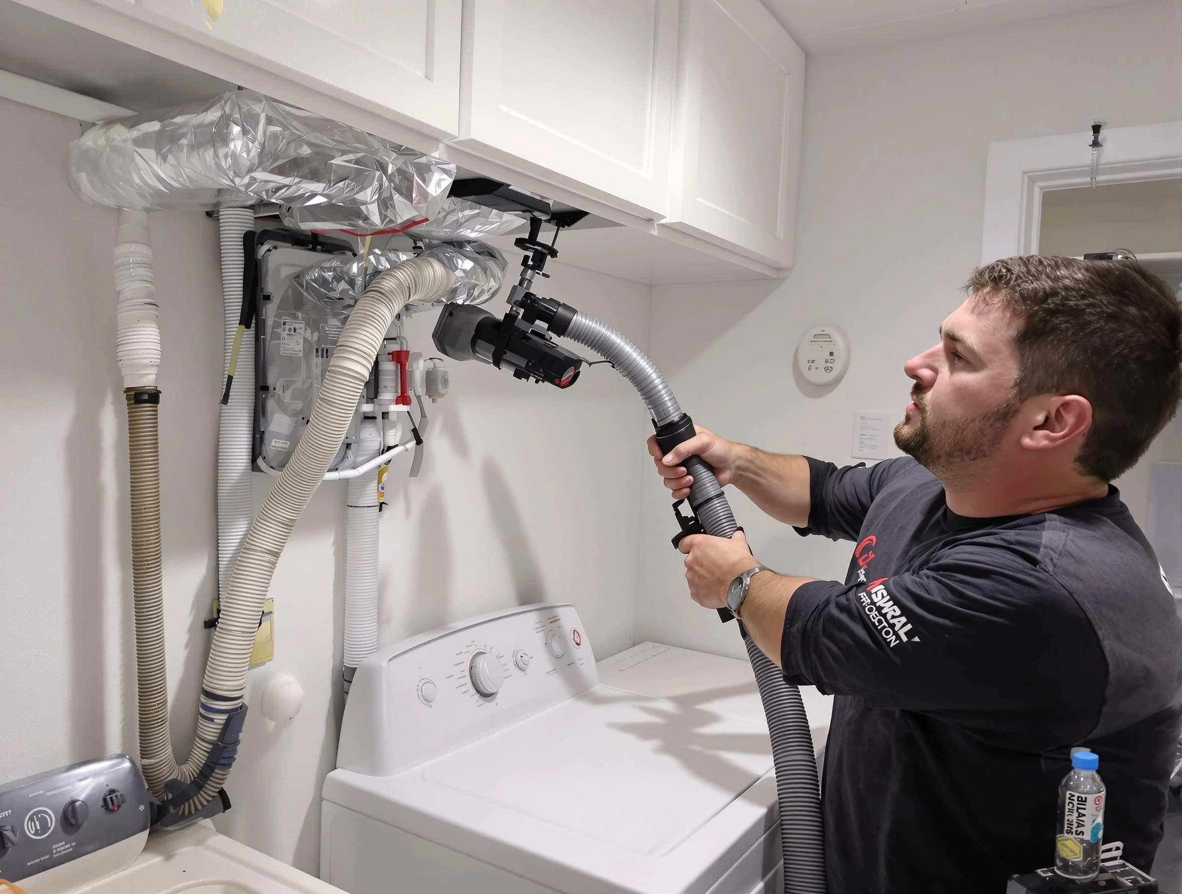 Springville Dryer Vent Cleaning certified technician performing safety-focused gas dryer vent cleaning in Springville