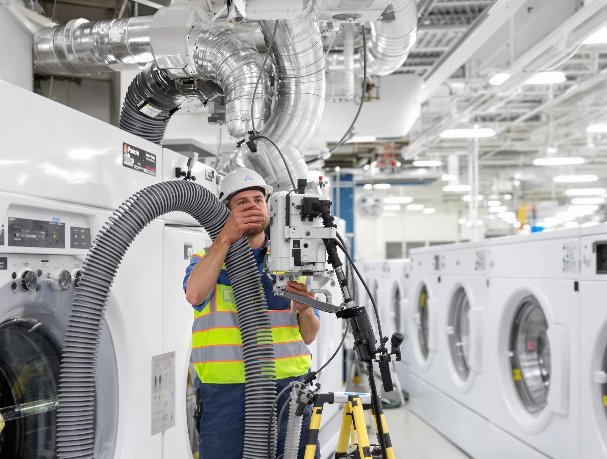 Springville Dryer Vent Cleaning team performing commercial-grade dryer vent cleaning at a business facility in Springville