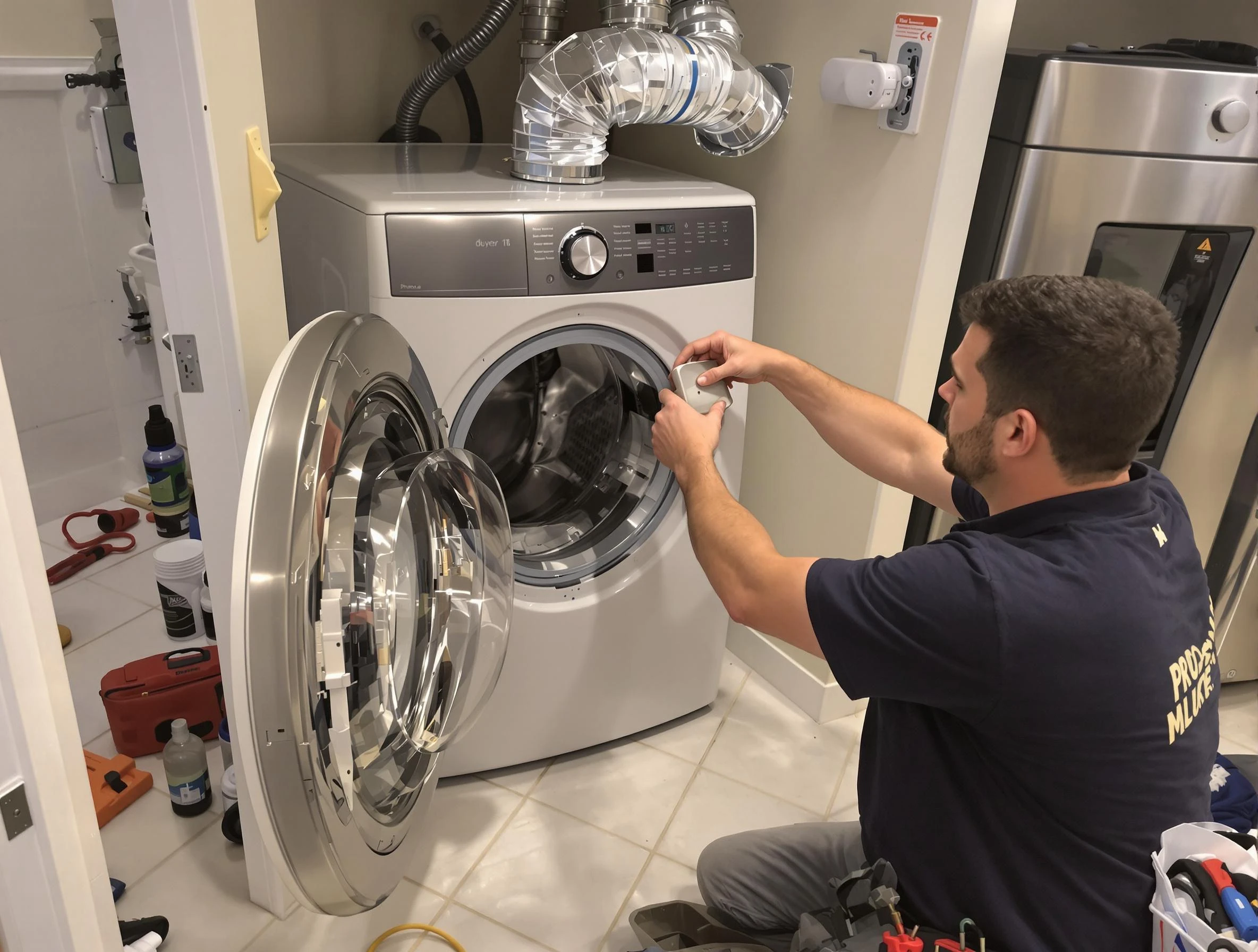 Springville Dryer Vent Cleaning technician performing precise dryer vent hose installation in Springville
